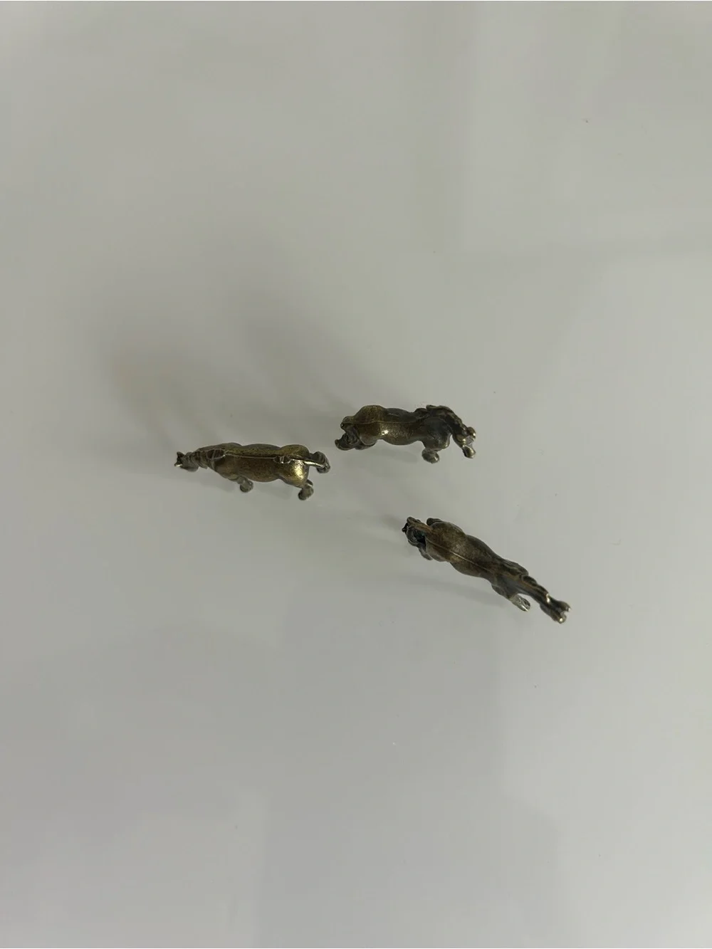 VTG miniature Brass Horse Figurine Set stocking stuffers gift stallions pony 1”